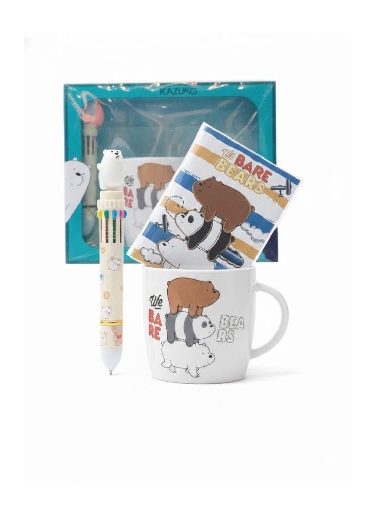 Bears+ We Bare Bears Ceramic Mug Gift Set with Notebook & Pen – Cartoon Character Coffee Mug Set - Image 2